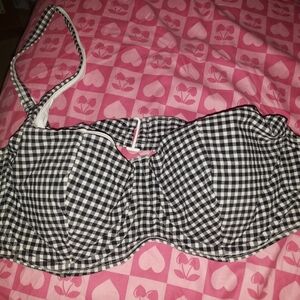 Good American Black and White Gingham Bikini Top 2x/3x NWT